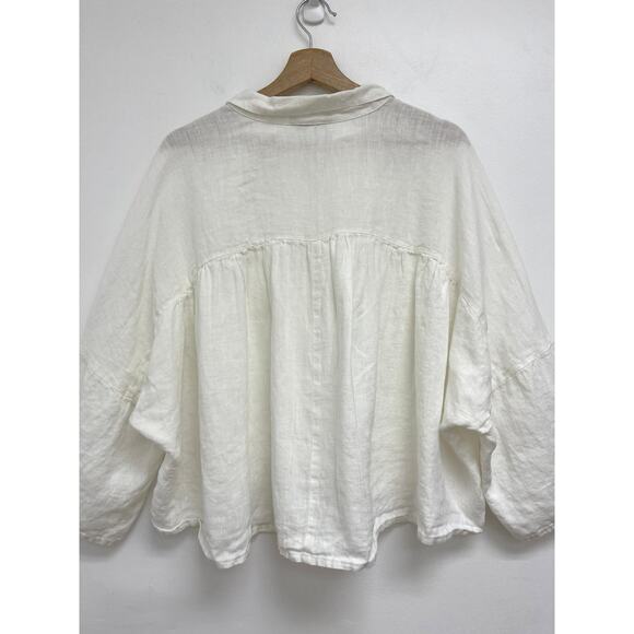Linenfox Halli Linen Button-Down Shirt Oversized Boxy Lagenlook Coastal S/M - Picture 5 of 8